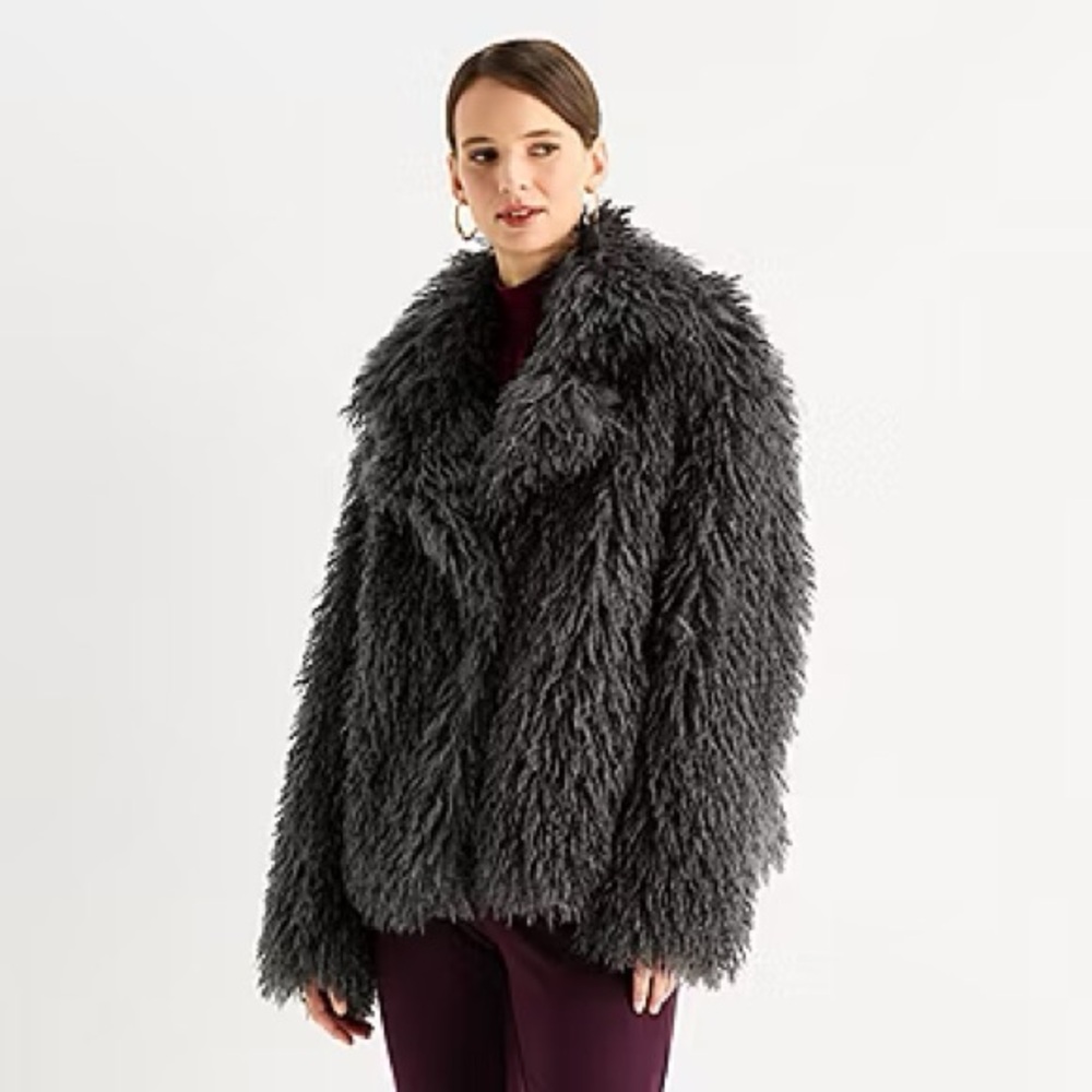 Vero Moda Faux Fur Olive Green Teddy Jacket Bronze Buttons